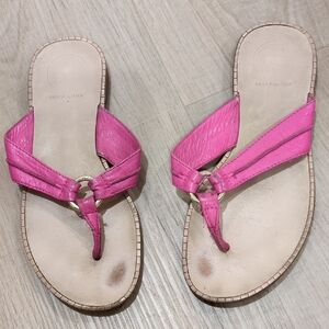 Lilly Pulitzer Pink Sandals with Metallic Embellishment-well Worn.